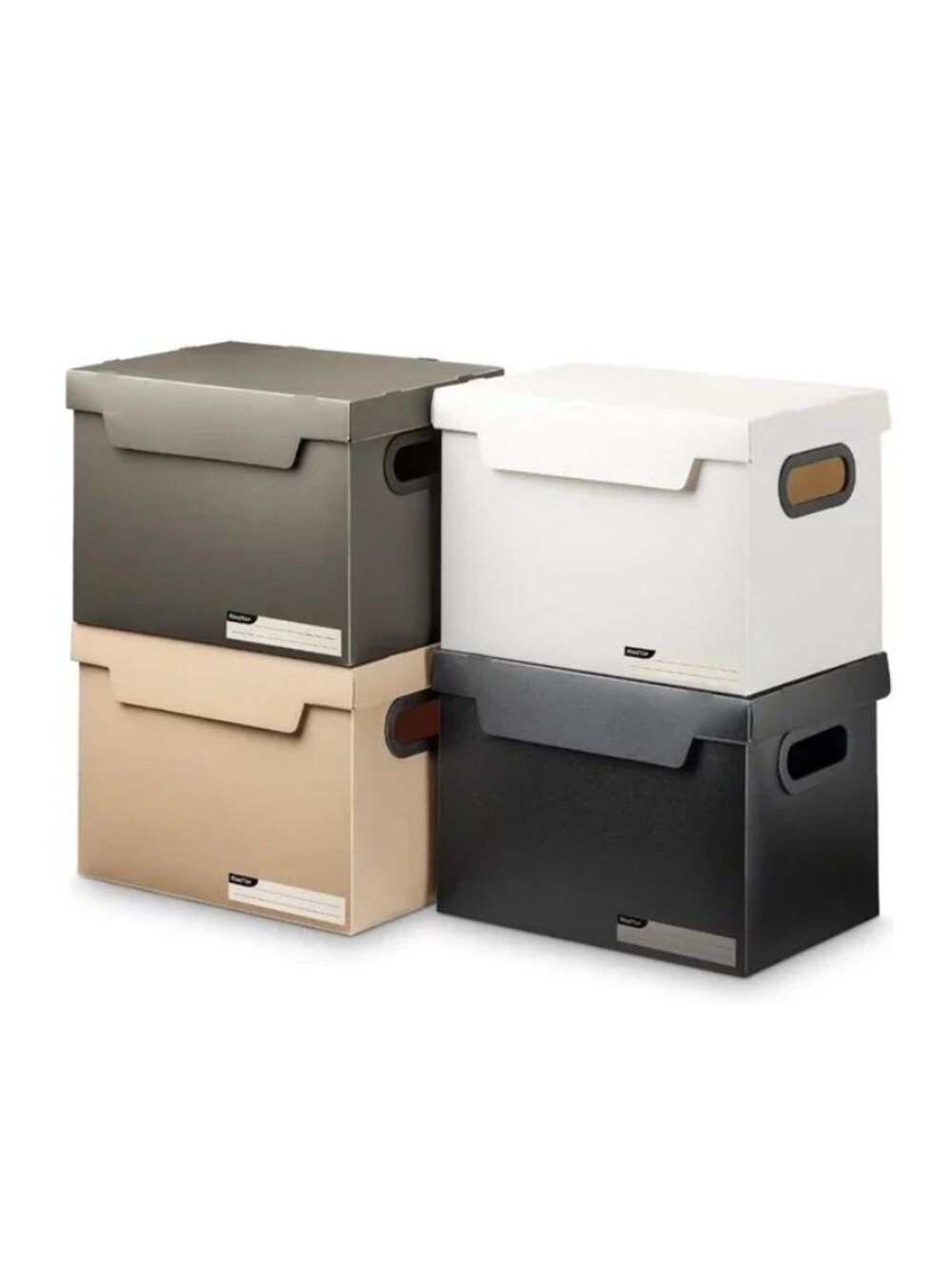 NEW King Top Set of 4 Plastic Collapsible Foldable Folding Small File Boxes Lid